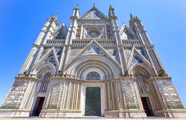 Talya Umbria Orvieto Katedral Cephe Yukarı Doğru Görünümü — Stok fotoğraf
