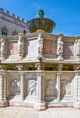 Italy,Umbria,Perugia, IV November square,  detail of the Maggiore fountain clipart