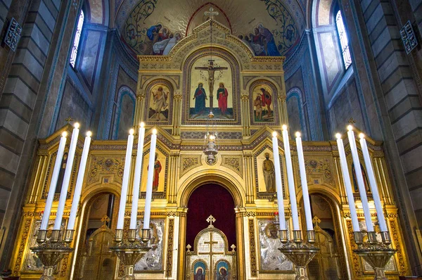 Trieste Itália Agosto 2010 Interior Igreja Ortodoxa Sérvia Spiridione — Fotografia de Stock