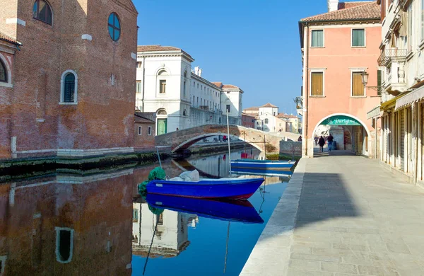Chioggia Talya Mart 2012 Eski Bir Köprü Kanal Vena Evler — Stok fotoğraf