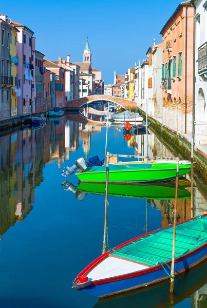 Chioggia Itália Casas Barcos Tradicionais Canal Vena — Fotografia de Stock