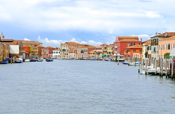 Italia Laguna Venecia Murano Casas Barcos Canal Degli Angeli — Foto de Stock