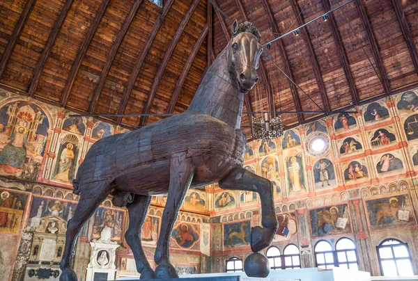 Padua Italy March 2013 Wooden Horse Astrological Cycle Frescos Main — Stock Photo, Image