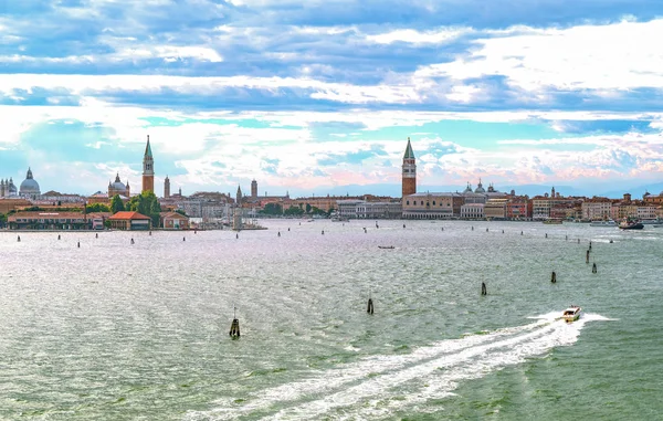 Benátky Itálie Července 2017 Panorama Laguny Zleva Della Salute Kostel — Stock fotografie