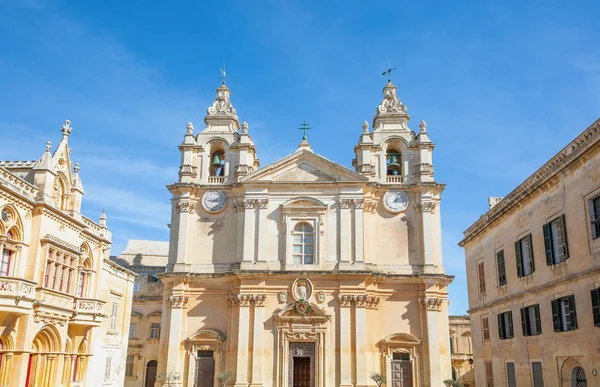 Malta Mdina Fachada Catedral San Pablo — Foto de Stock