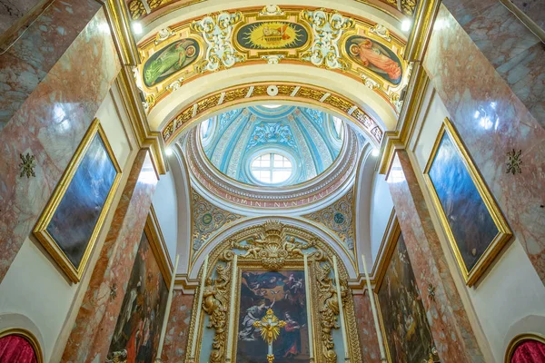 Mdina Malta Februari 2017 Målningar Och Dekorationer Mittskeppet Katedralen Paul — Stockfoto