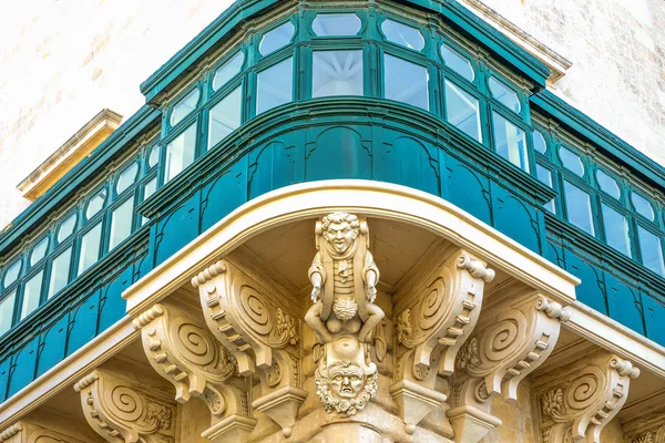 Valletta Malta Februari 2017 Detail Van Een Traditionele Balkon Van — Stockfoto