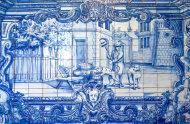Lisbon, Portekiz - 24 Mart 2009: Eski seramik (azulejos) içinde S.Vincente kilisede