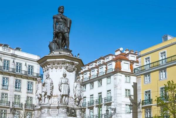 Lisboa Portugal Monumento Luiz Camoes Plaza Del Chiado — Foto de Stock