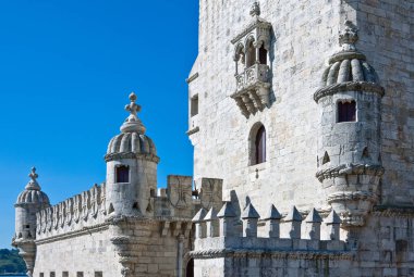 Lisbon, Portekiz - 25 Mart 2009: Belem Kulesi Tagus Nehri ağzına