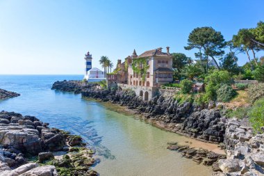 Santa Marta beacon görünümünü, Cascais, Portekiz
