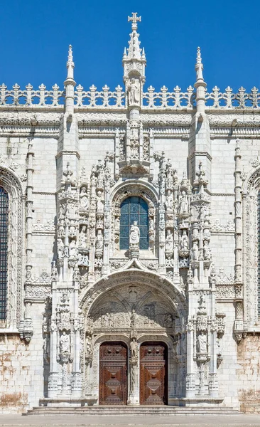 Portugal Lissabon Gevel Van Het Klooster Van Jeronimos Belem — Stockfoto