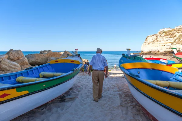 Carvoriro Portugal Agosto 2010 Región Del Algarve Barcos Pesca Playa — Foto de Stock