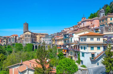 İtalya, Nemi, panoramik göl manzaralı Köyü