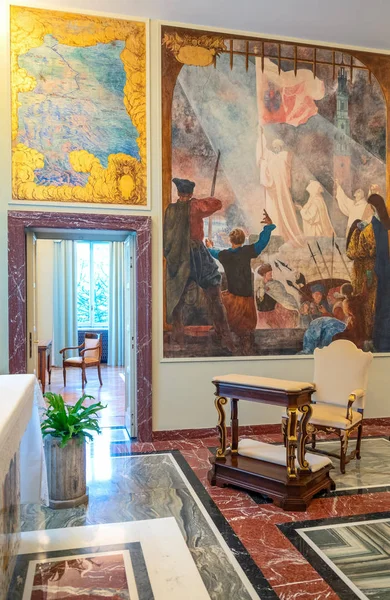 Castelgandolfo Włochy Kwietnia 2017 Tha Obrazy Ozdoby Sal Pałacu Apostolskiego — Zdjęcie stockowe