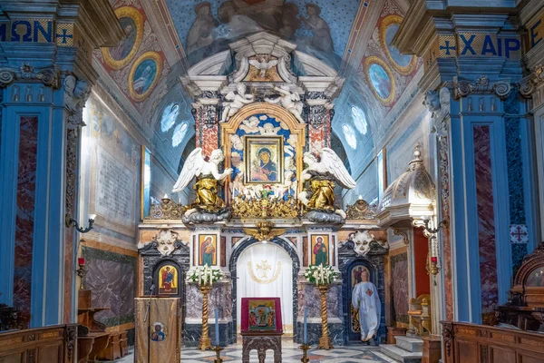 Grottaferrata Italien April 2017 Målningar Och Dekorationer Det Huvudsakliga Altaret — Stockfoto
