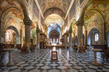 Monza, Italy - March 27, 2018: The extraordinary paintings and decorations of the nave of the Cathedral clipart