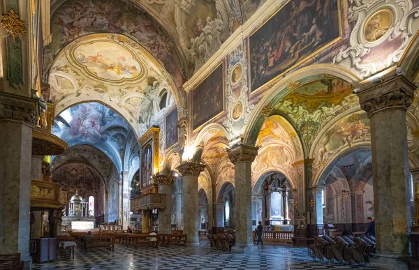 Monza Italia Marzo 2018 Las Extraordinarias Pinturas Decoraciones Nave Catedral — Foto de Stock