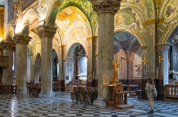 Monza Itália Março 2018 Extraordinárias Pinturas Decorações Nave Catedral — Fotografia de Stock