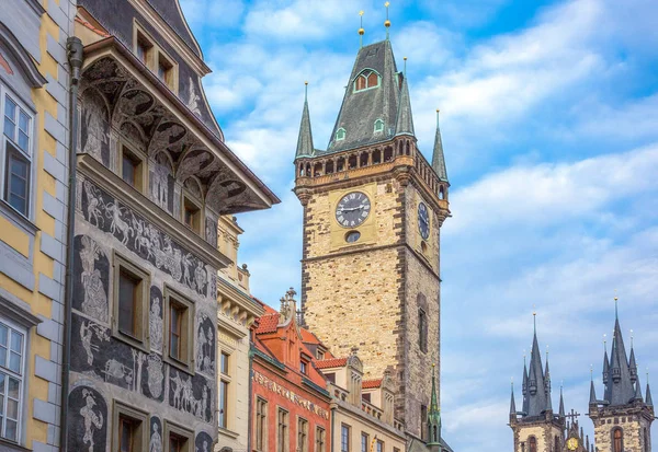 Praga República Checa Las Torres Del Ayuntamiento Iglesia Nuestra Señora —  Fotos de Stock