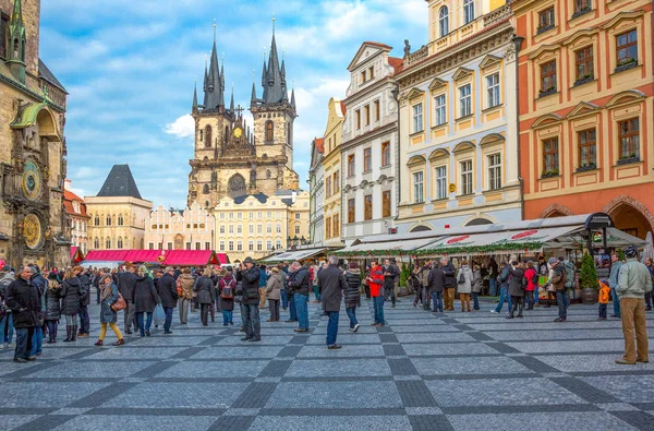 Praga República Checa Novembro 2912 Pessoas Locais Turistas Praça Centro — Fotografia de Stock