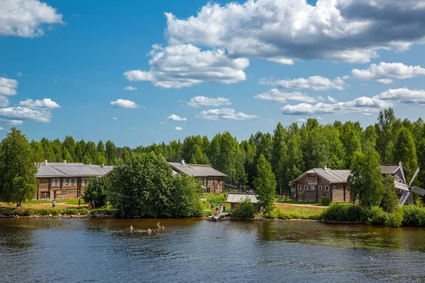 Mandrogi Federacja Rosyjska Lipiec 2013 Regionu Karelia Stare Drewniane Domy — Zdjęcie stockowe