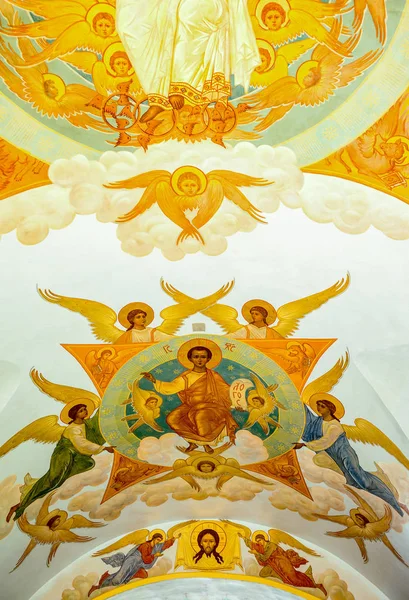 Siergijew Posad Rosja Lipca 2015 Stare Obrazy Fresco Trinity Klasztor — Zdjęcie stockowe