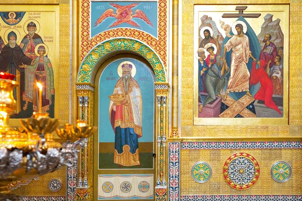 Yaroslavl Rússia Junho 2015 Velhas Pinturas Douradas Decorações Catedral Assunção — Fotografia de Stock