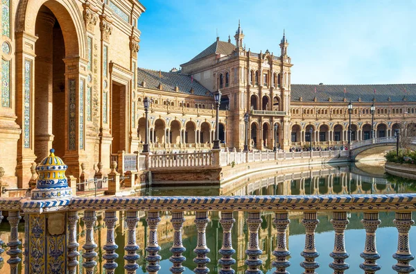 Espanha Andaluzia Sevilha Anteparas Das Arquiteturas Plaza Espana — Fotografia de Stock