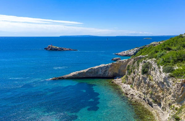 Ilhas Baleares Elvissa Ibiza Vista Panorâmica Baía Vista Cidade Velha — Fotografia de Stock