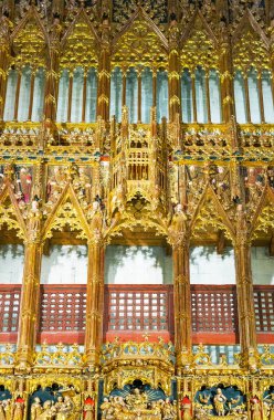 Palma de Mallorca, İspanya - Eylül 27 20016: katedral eski altın Korosu