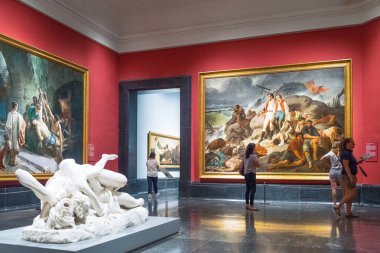 Madrid, Spain - August 25, 2015: Visitors in the halls of the Museum Del Prado clipart