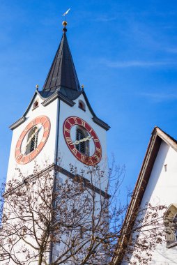St.Gallen, İsviçre, yukarı doğru görünümü St. Mangen kilisenin