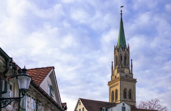 Gallen Schweiz Blick Auf Den Glockenturm Der Neugotischen Lawrence Kirche — Stockfoto