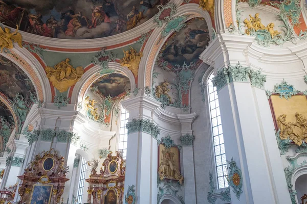 Швейцарія Грудня 2015 Білий Пишність Бароко Внутрішніми Розписами Собору — стокове фото