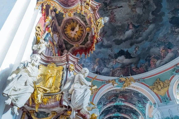 Gallen Suíça Dezembro 2015 Detalhe Púlpito Interior Barroco Catedral — Fotografia de Stock