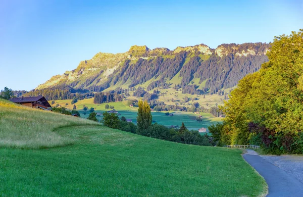 Switzerland Thun Lakeshore View Rothorn Mountains Hills Merlingen — Stock Photo, Image