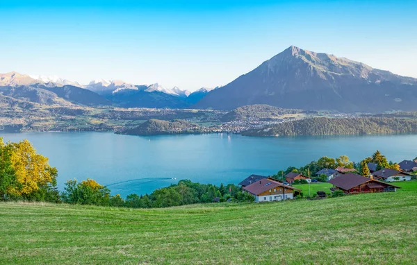 Suíça Vista Lago Thun Partir Das Colinas Merlingen — Fotografia de Stock