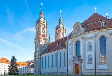 St.Gallen, İsviçre, yan görünüm barok tarzı Katedrali