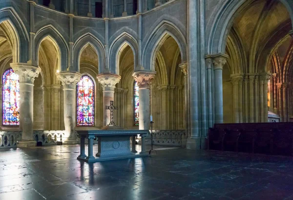 Lausanne Suíça Agosto 2015 Efeitos Das Luzes Interior Catedral — Fotografia de Stock