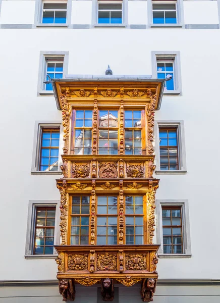 Gallen Schweiz Dezember 2015 Detail Des Traditionellen Geschlossenen Balkons Der — Stockfoto