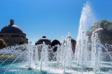 Istanbul, Ayasofya Sophia Sultanahmed kare çeşmeden görülen bazilika Hamam