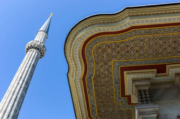 Istanbul Detail Des Hinteren Eingangs Und Des Minaretts Der Hagia — Stockfoto