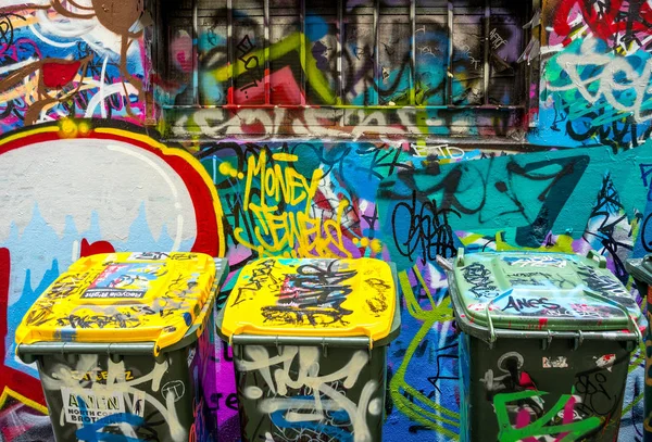 Melbourne Austrália Outubro 2014 Graffiti Murais Famosa Hosier Lane Centro — Fotografia de Stock