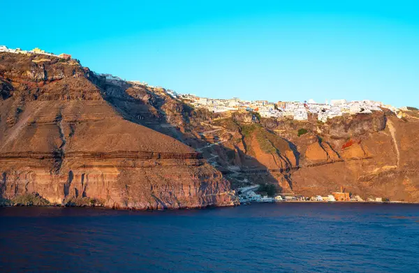 Grekland Utsikt Över Santorini Från Caldera Havsområde — Stockfoto