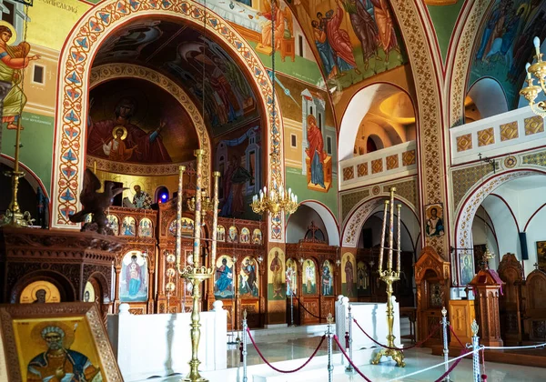 Santorini Greece July 2017 Внутрішні Картини Прикраси Православного Митрополичого Собору — стокове фото