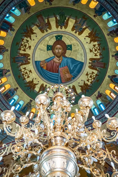 Santorini Greece July 2017 Внутрішні Картини Прикраси Православного Митрополичого Собору — стокове фото