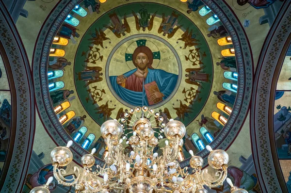 Santorini Grécia Julho 2017 Pinturas Decorações Internas Catedral Metropolitana Ortodoxa — Fotografia de Stock