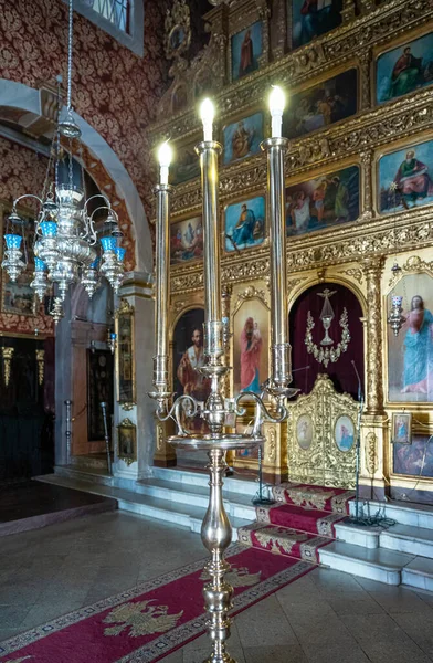 Corfu Grécia Julho 2017 Velhas Pinturas Decorações Igreja Ortodoxa Panagia — Fotografia de Stock