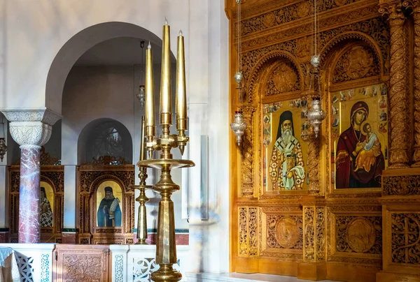 Égine Grèce Mars 2018 Intérieur Cathédrale Saint Nectarios — Photo